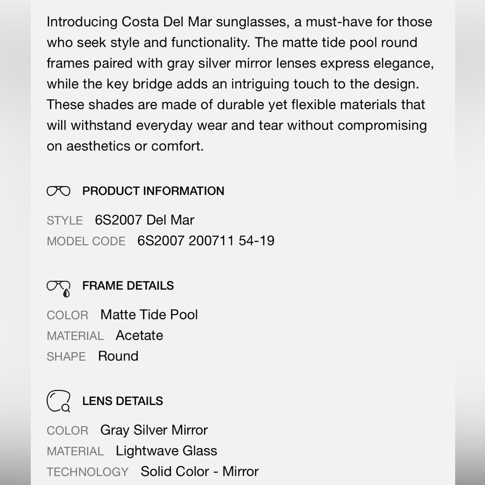 Costa Del Mar Matte Tidepool Sunglasses - Picture 6 of 6
